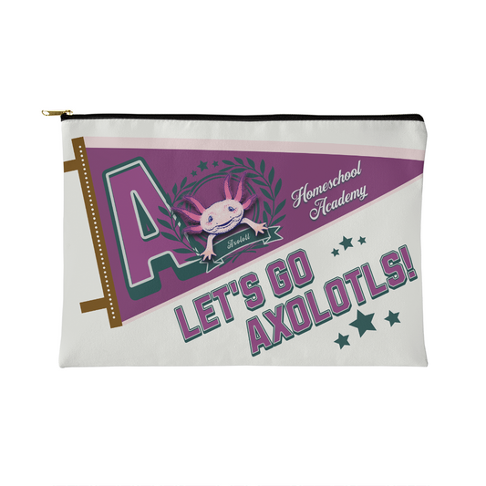 Small Zippered Pouch-"The Cheerful Axolotl"