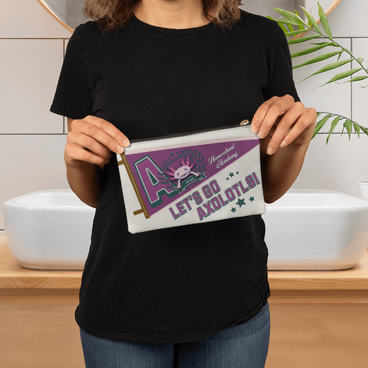Small Zippered Pouch-"The Cheerful Axolotl"